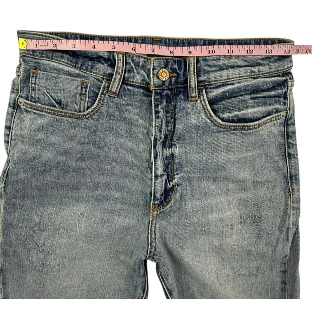 Pilcro Anthropologie Bermuda Jean Shorts Women Size 25 High Rise Acid Wash - Picture 12 of 14